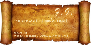 Ferenczei Immánuel névjegykártya